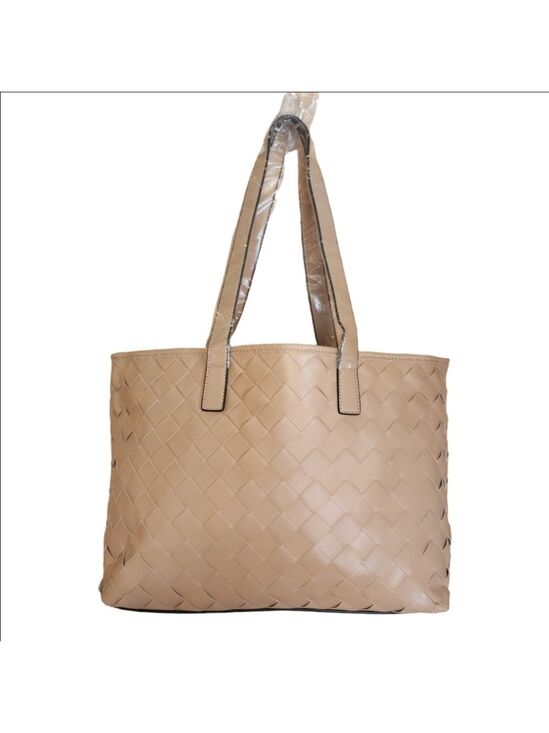 UNBRANDED Handbags - SOFT TAN BRAIDED LINED TOTE WITH SMALLER INSIDE ZIPPERED BAG NWOT